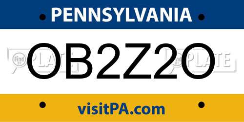 OB2Z2O Pennsylvania License Plate