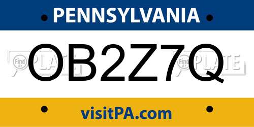 OB2Z7Q Pennsylvania License Plate