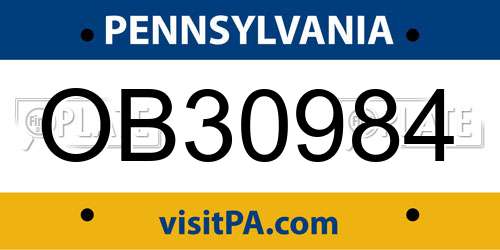OB30984 Pennsylvania License Plate