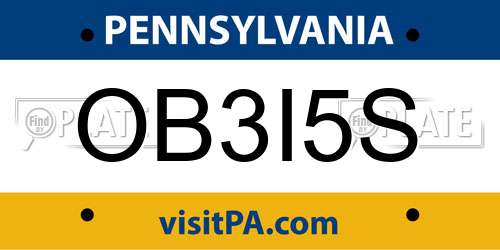 OB3I5S Pennsylvania License Plate