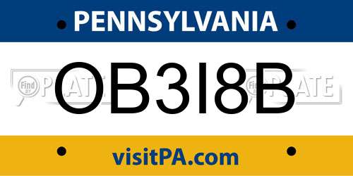 OB3I8B Pennsylvania License Plate