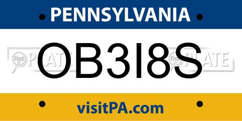 OB3I8S Pennsylvania License Plate