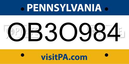OB3O984 Pennsylvania License Plate