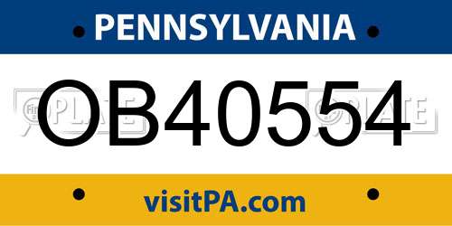 OB40554 Pennsylvania License Plate