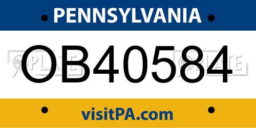 OB40584 Pennsylvania License Plate