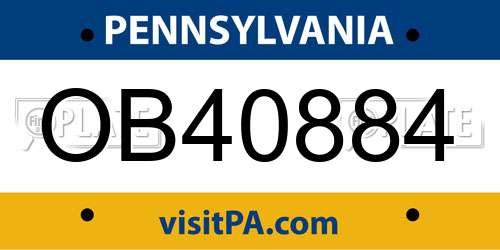 OB40884 Pennsylvania License Plate