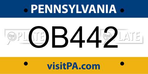 OB442 Pennsylvania License Plate