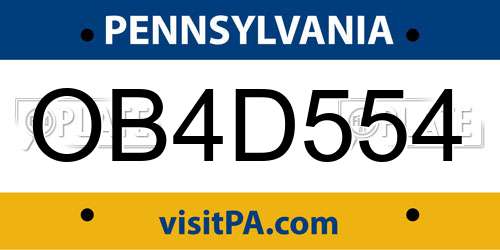 OB4D554 Pennsylvania License Plate