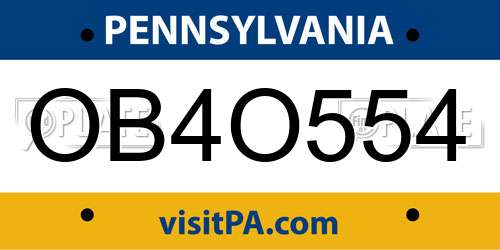 OB4O554 Pennsylvania License Plate
