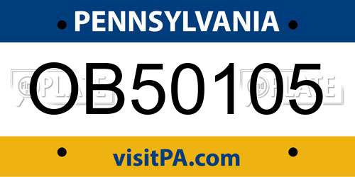 OB50105 Pennsylvania License Plate
