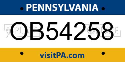 OB54258 Pennsylvania License Plate