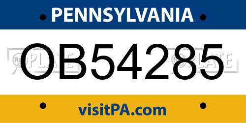 OB54285 Pennsylvania License Plate