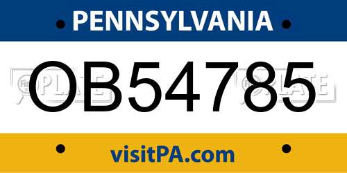 OB54785 Pennsylvania License Plate