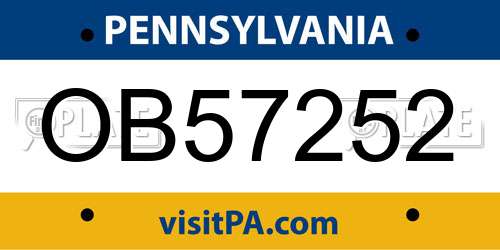 OB57252 Pennsylvania License Plate