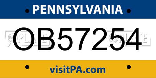 OB57254 Pennsylvania License Plate