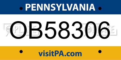 OB58306 Pennsylvania License Plate
