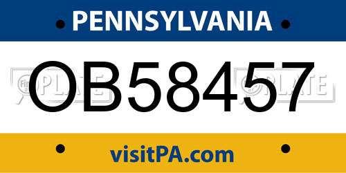 OB58457 Pennsylvania License Plate