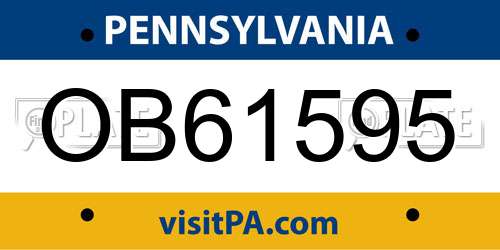 OB61595 Pennsylvania License Plate