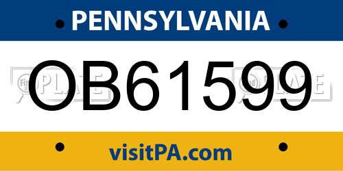 OB61599 Pennsylvania License Plate