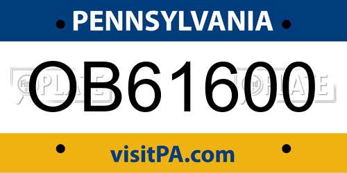 OB61600 Pennsylvania License Plate