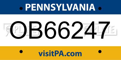 OB66247 Pennsylvania License Plate