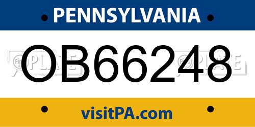 OB66248 Pennsylvania License Plate