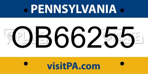OB66255 Pennsylvania License Plate