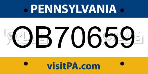OB70659 Pennsylvania License Plate
