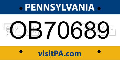 OB70689 Pennsylvania License Plate
