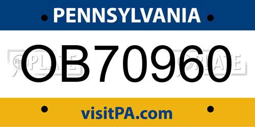 OB70960 Pennsylvania License Plate