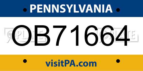 OB71664 Pennsylvania License Plate