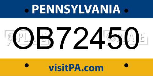 OB72450 Pennsylvania License Plate