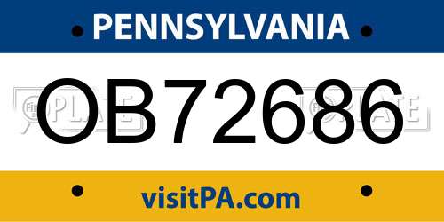 OB72686 Pennsylvania License Plate