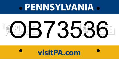 OB73536 Pennsylvania License Plate