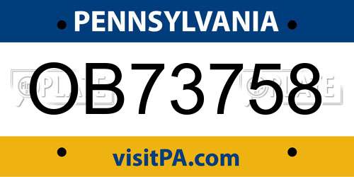 OB73758 Pennsylvania License Plate