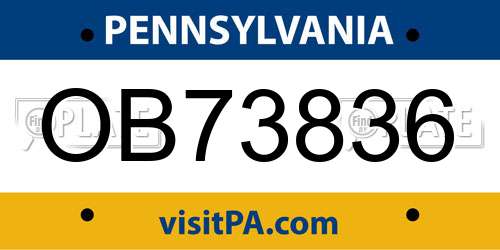 OB73836 Pennsylvania License Plate