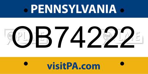 OB74222 Pennsylvania License Plate