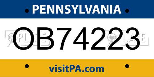 OB74223 Pennsylvania License Plate