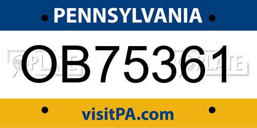 OB75361 Pennsylvania License Plate