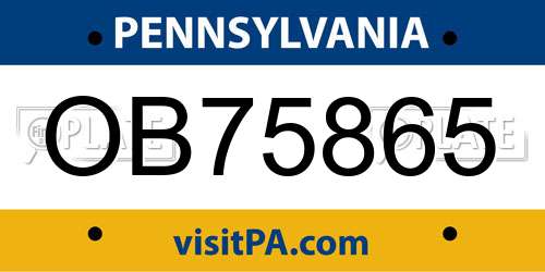 OB75865 Pennsylvania License Plate