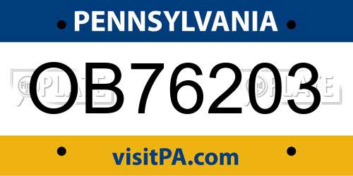 OB76203 Pennsylvania License Plate