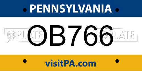 OB766 Pennsylvania License Plate