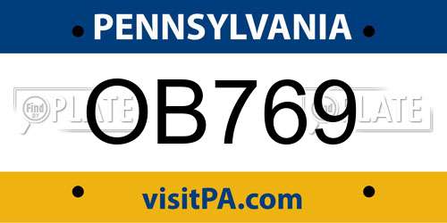 OB769 Pennsylvania License Plate