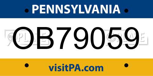 OB79059 Pennsylvania License Plate