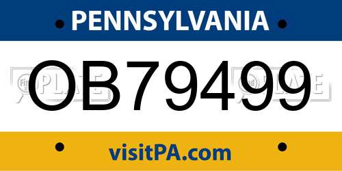 OB79499 Pennsylvania License Plate