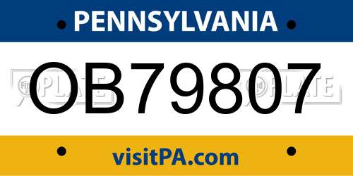 OB79807 Pennsylvania License Plate