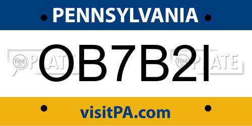 OB7B2I Pennsylvania License Plate