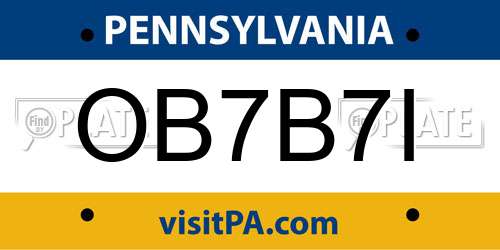OB7B7I Pennsylvania License Plate