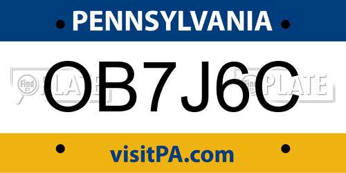 OB7J6C Pennsylvania License Plate