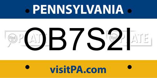 OB7S2I Pennsylvania License Plate